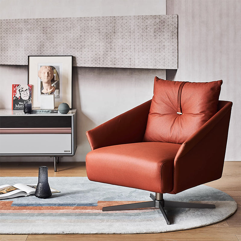 Flamingo Red Fabric Swivel Accent Chair-Red