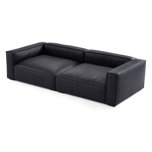 Luxury Minimalist Black Leather Daybed Sofa-Black-111.8"