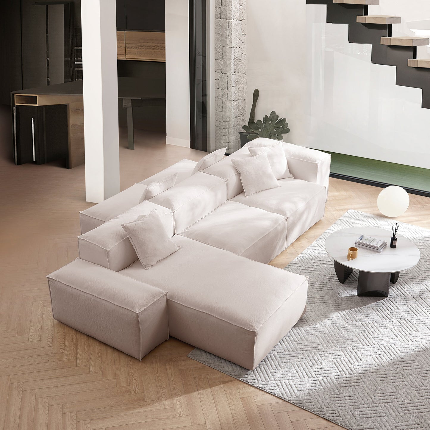 Freedom Modular Gray Double Sided Sectional Sofa-Khaki
