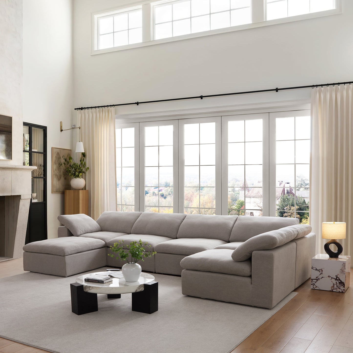 Tender Wabi Sabi Gray L Shaped Sectional and Ottoman-Gray
