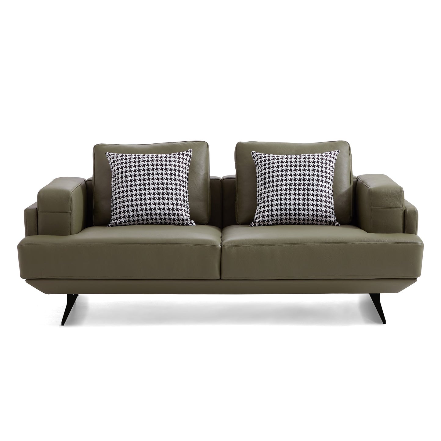 Olivia Top Grain Genuine Leather Sofa-Olive