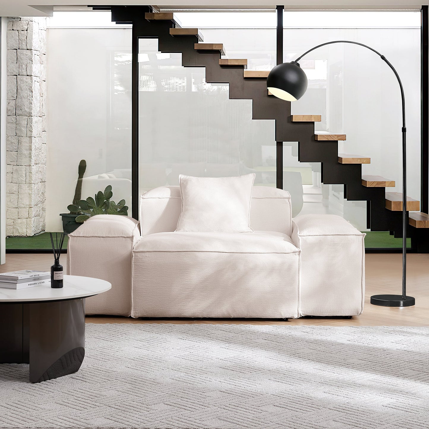 Freedom Modular White Accent Armchair-Khaki