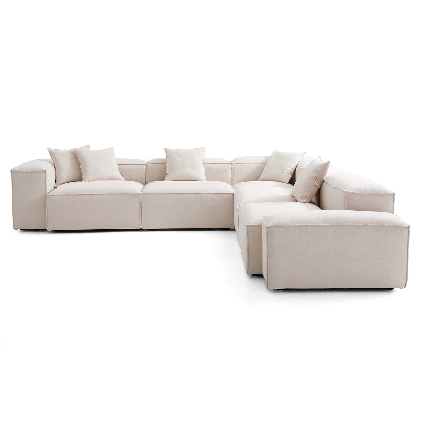 Freedom Modular Khaki Corner Sectional Sofa-Khaki-143.7"-Low & High