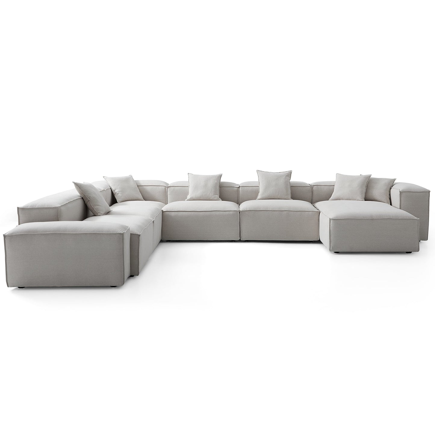 Freedom Modular Gray U Shaped Sectional Sofa-Gray-177.2"-Low & High