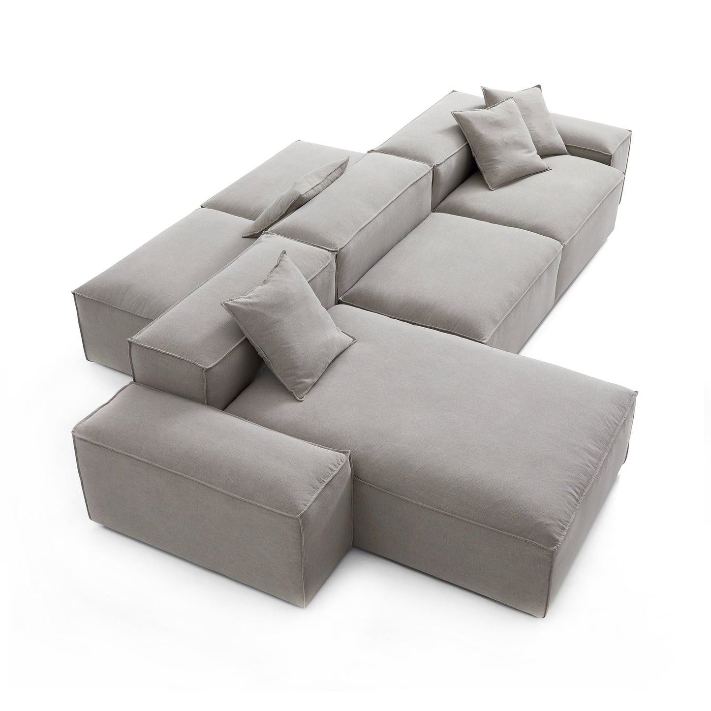 Freedom Modular Double Sided Sectional Sofa-New Gray-143.7"-Low