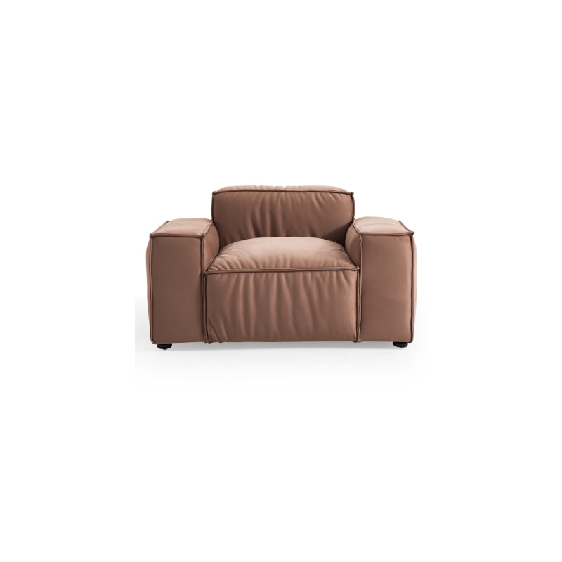 Fauteuil de luxe minimaliste en tissu marron