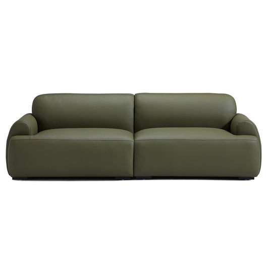 Brenley Modern Italian Leather Sofa-Olive