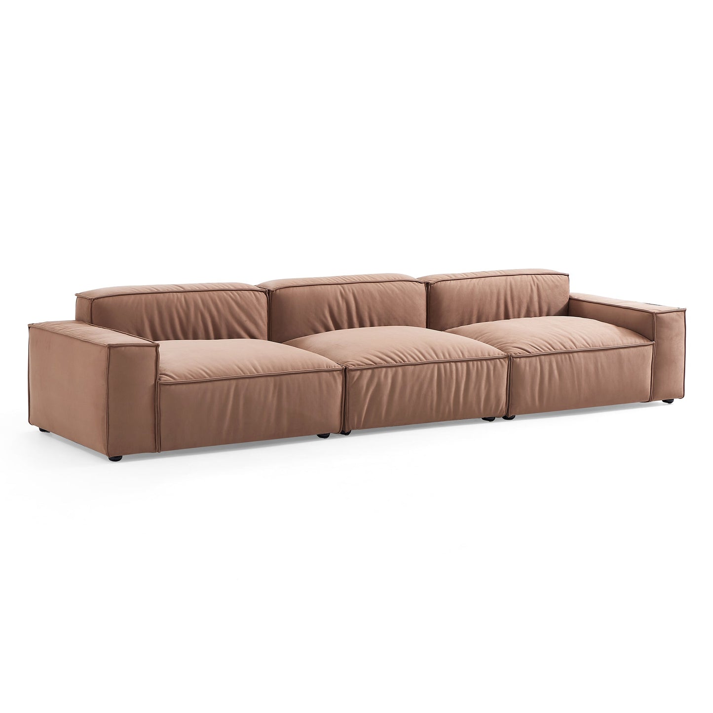 Luxury Minimalist Brown Fabric Sofa-Brown