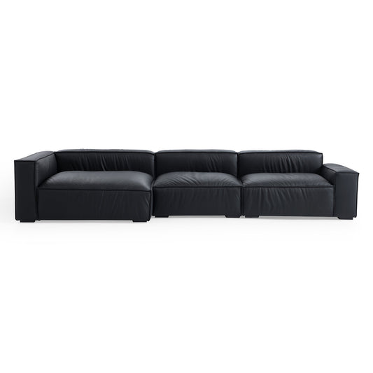Luxury Minimalist Black Leather Sectional-hidden