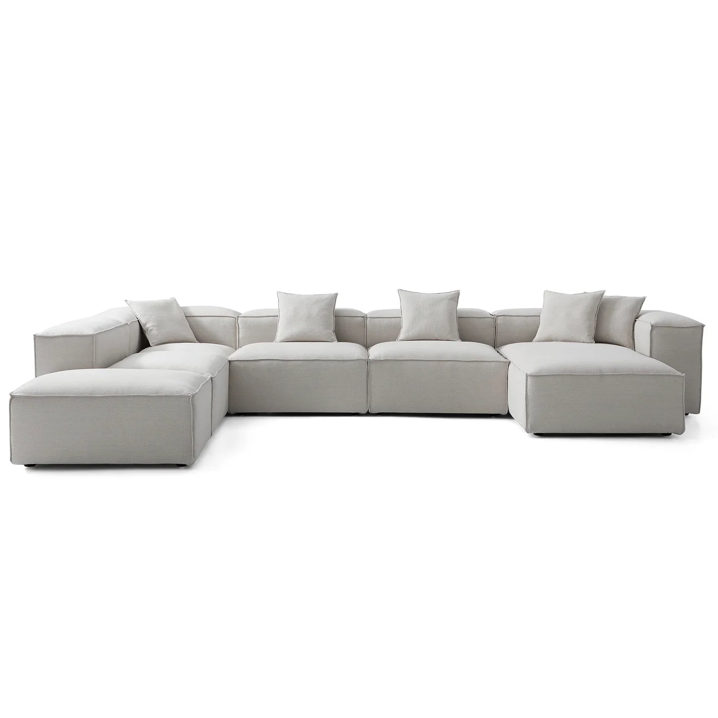 Freedom Modular Khaki Open End Sectional Sofa-Gray-177.2"-High