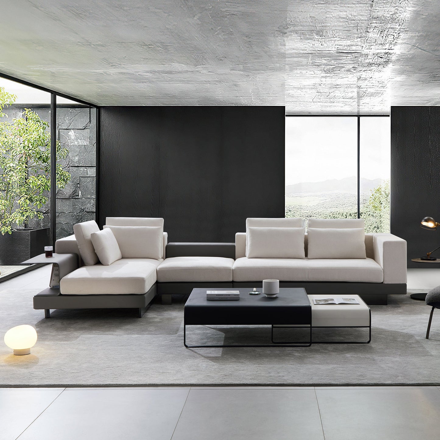 Duet coffee table set-39.4″ & 31.5″-Black & White