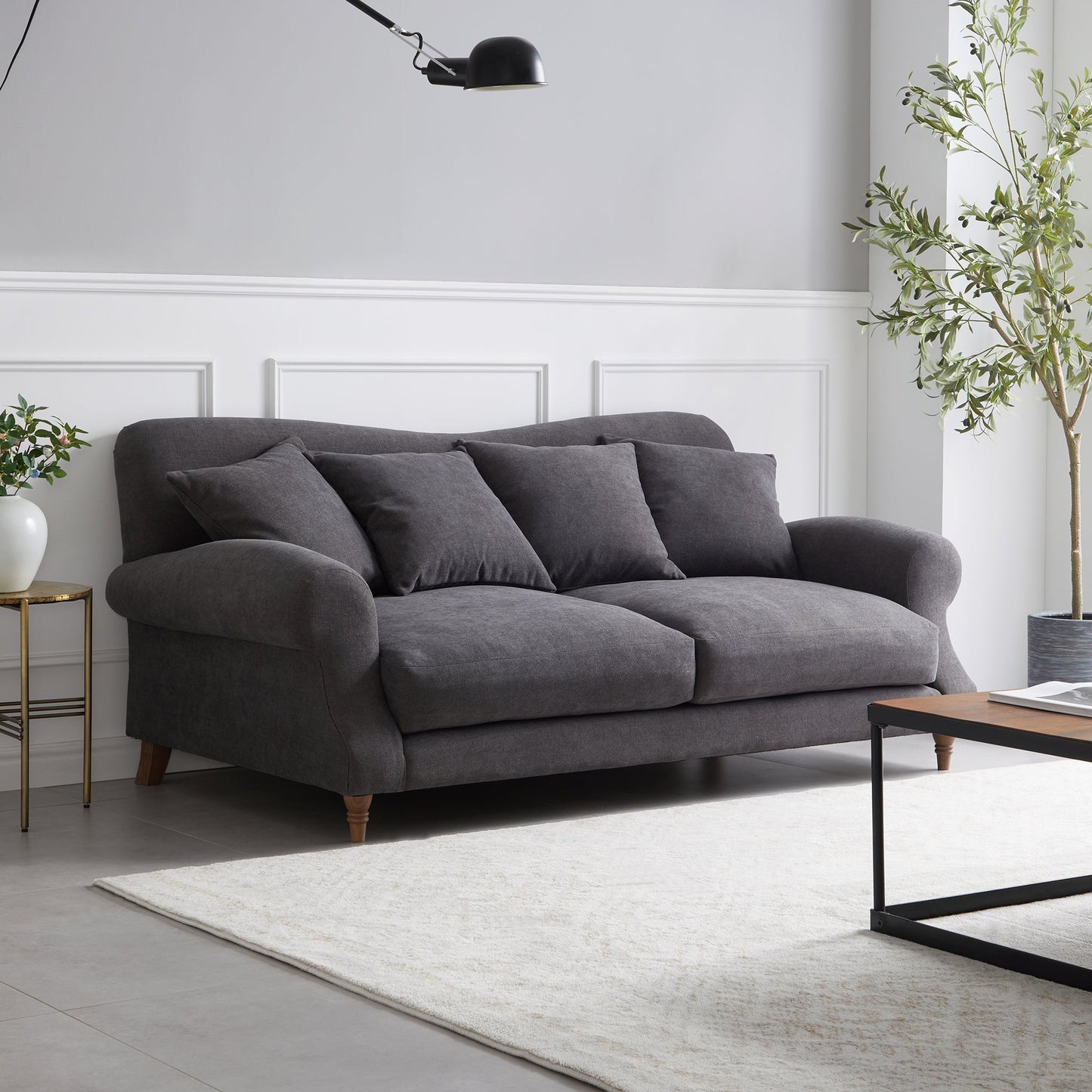 Isabelle Vintage Gray Fabric Sofa-Gray