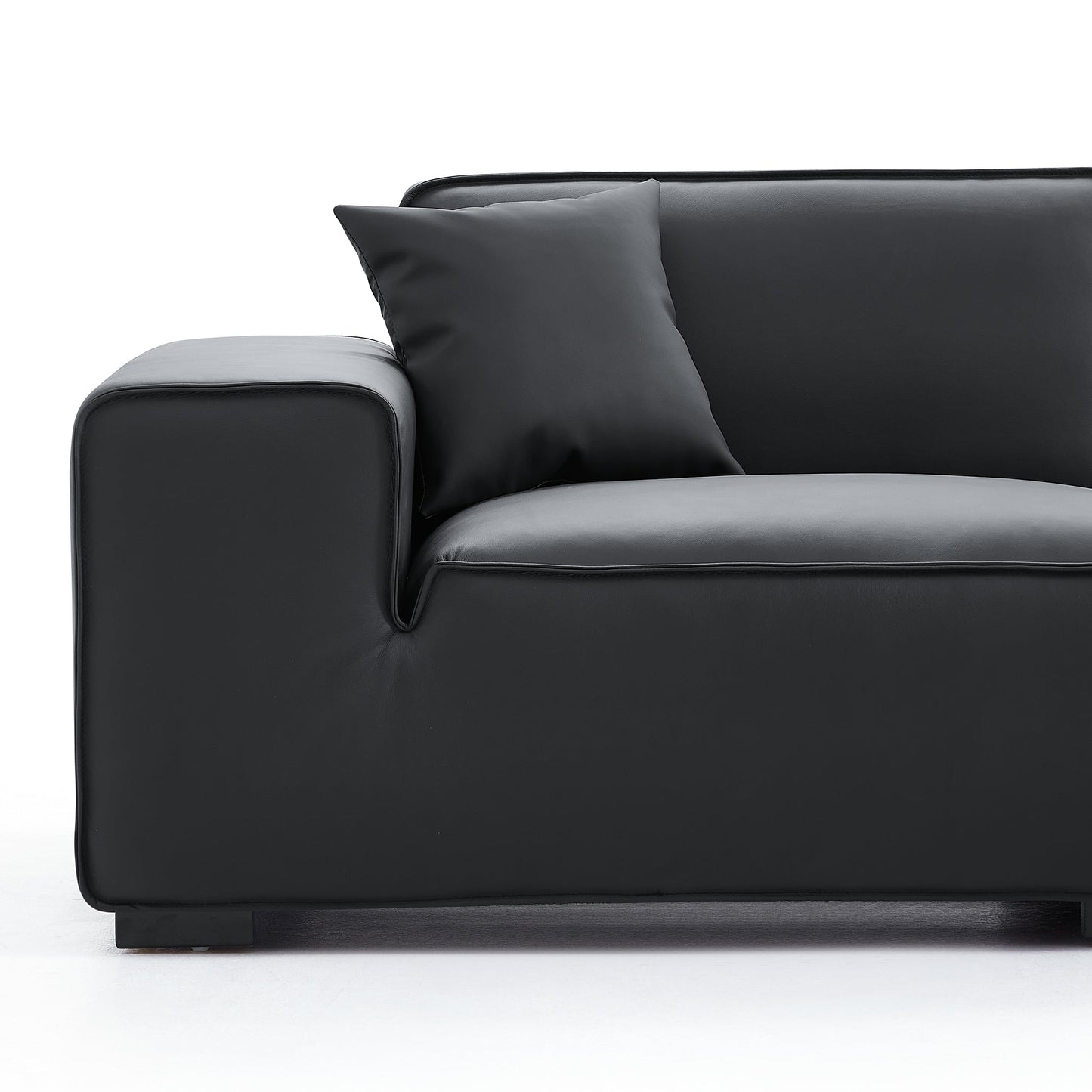 Domus Modular Dark Gray Leather L Shaped Sectional-Black