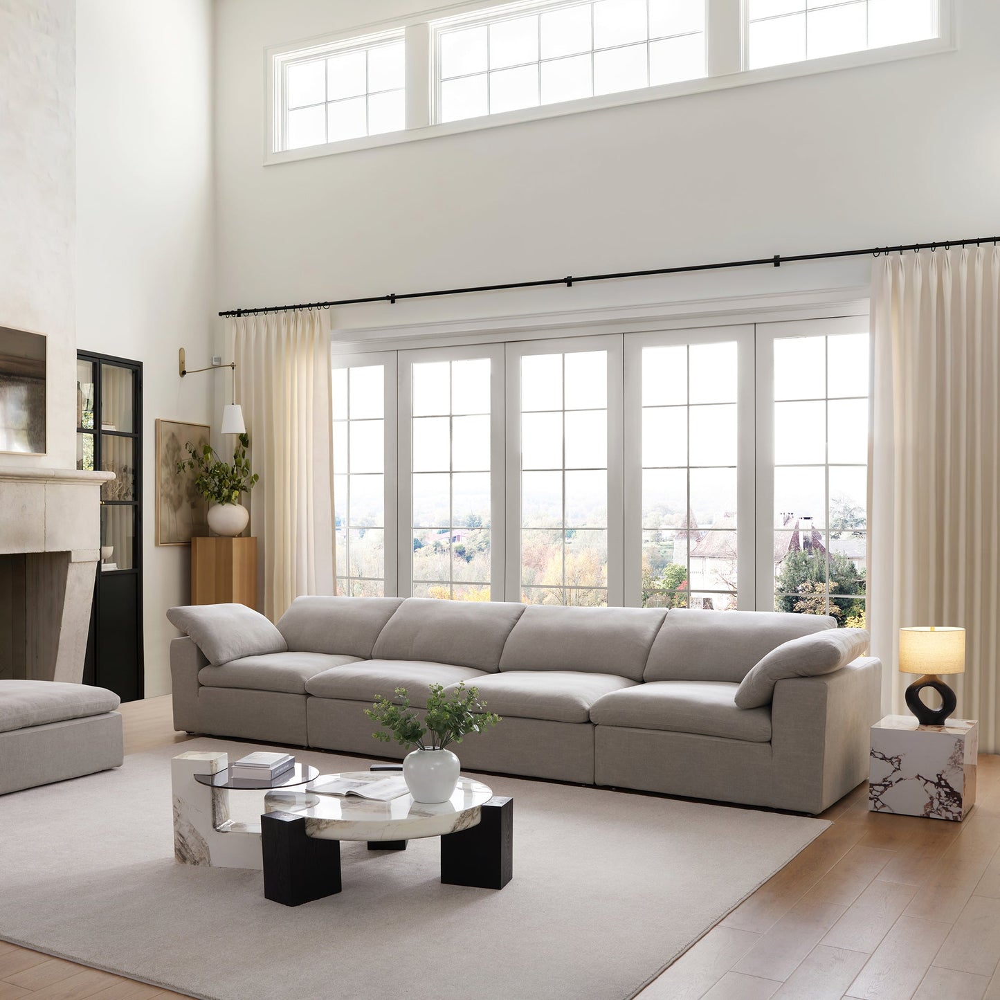 Tender Wabi Sabi Beige Sofa and Ottoman-Gray