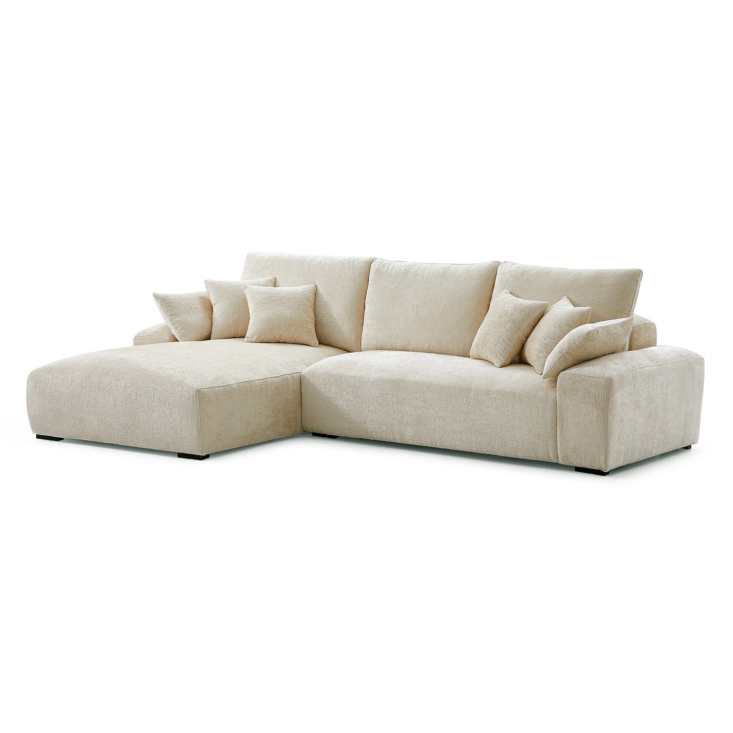 The Empress Beige Sectional-Beige-115.4"-Facing Left
