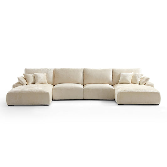 The Empress Beige U Shaped Sectional Sofa-Beige-161.4″