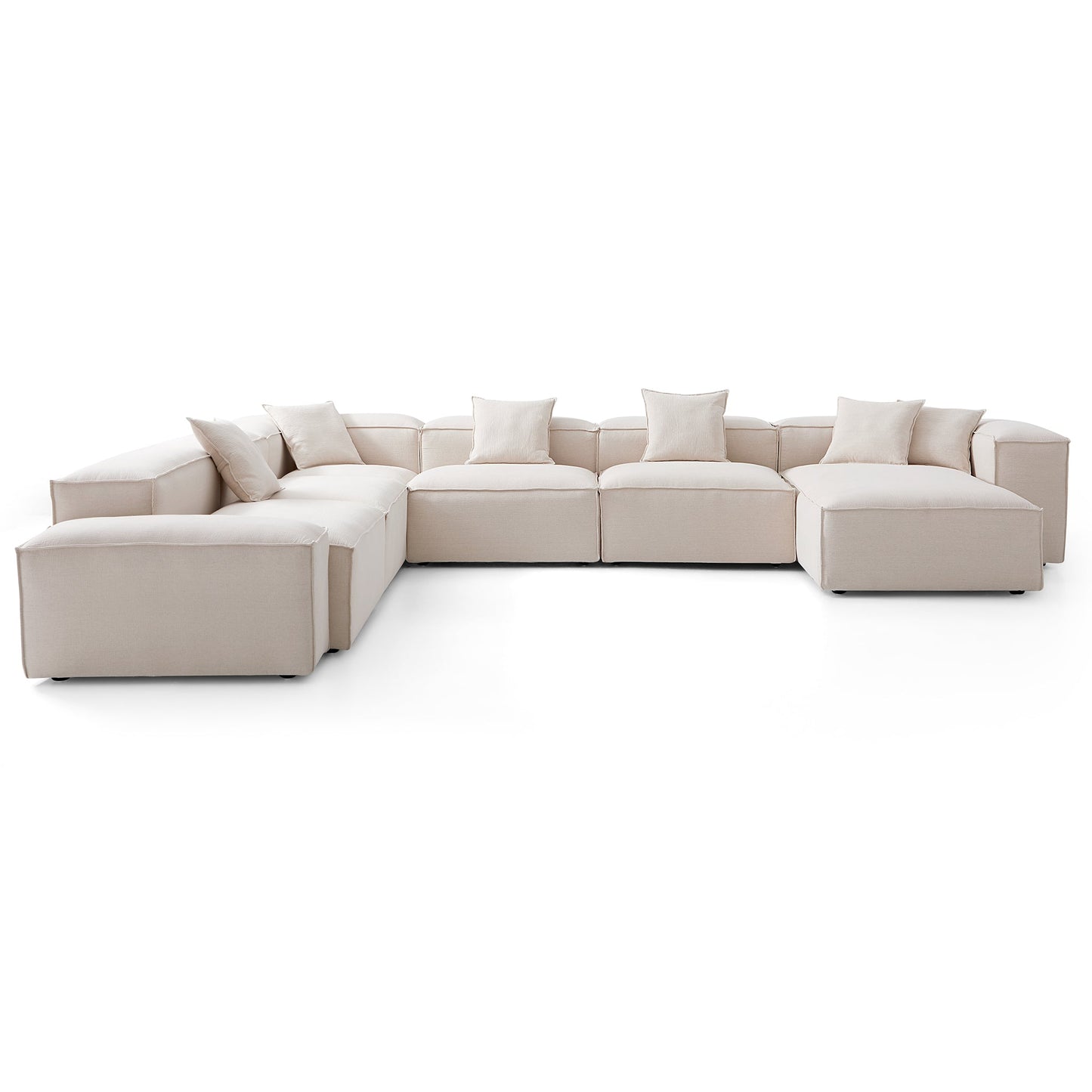 Freedom Modular Khaki U Shaped Sectional Sofa-Khaki-177.2"-Low & High