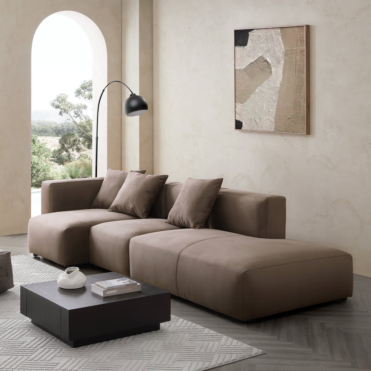 Geometry Minimalist Sectional-Brown