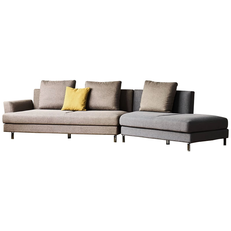 Peanut Dual Tone Curved Sectional-Gray & Brown-148.0"-Facing Right