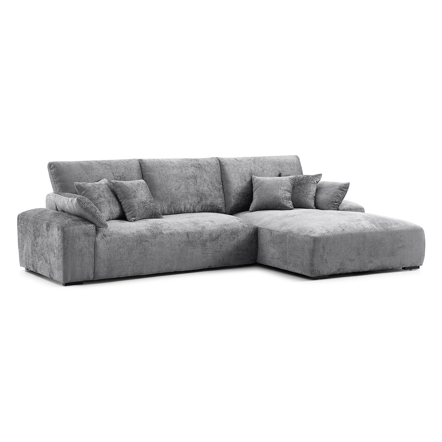 The Empress Gray Sectional-Gray-115.4"-Facing Right