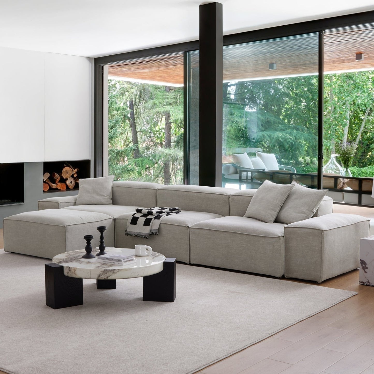 Freedom Modular New Gray Sofa with Ottoman-Sand