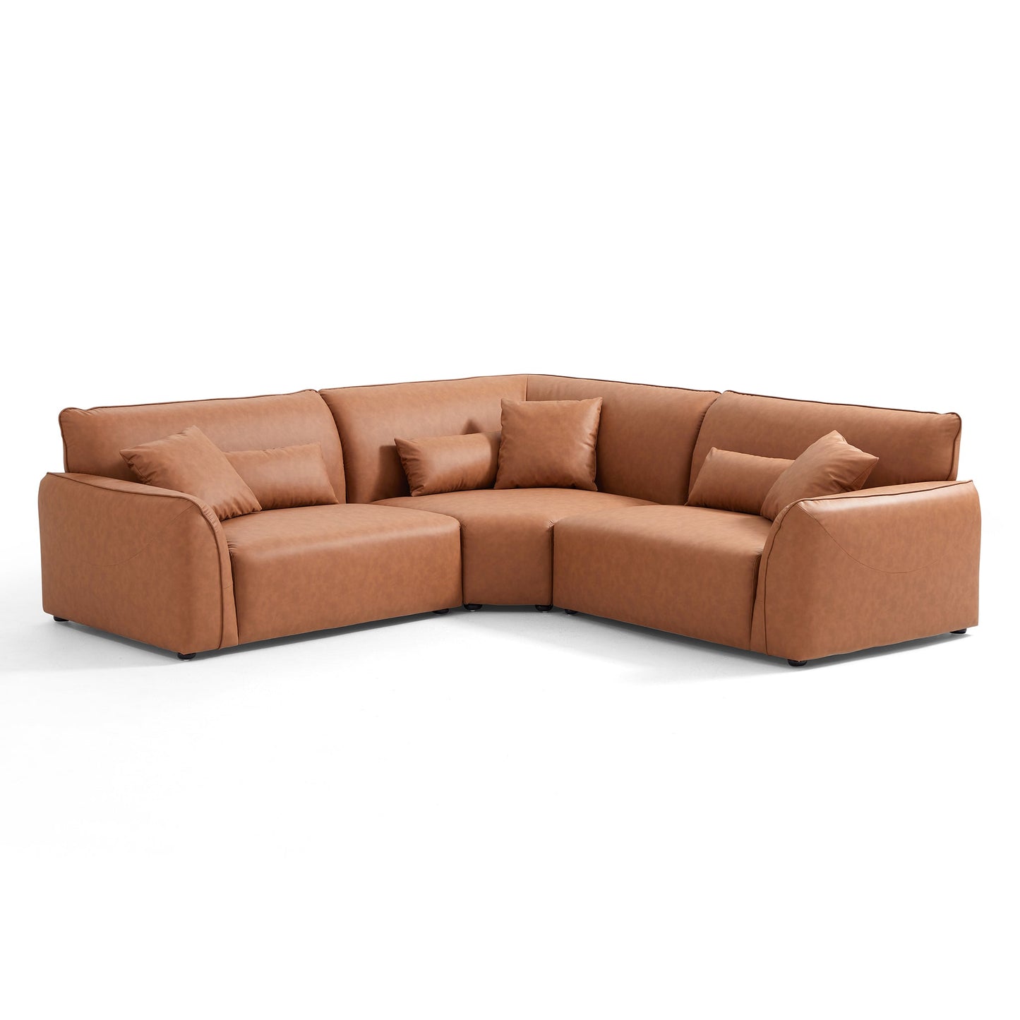 Milano Moda Minimalist Brown Corner Sofa-Brown
