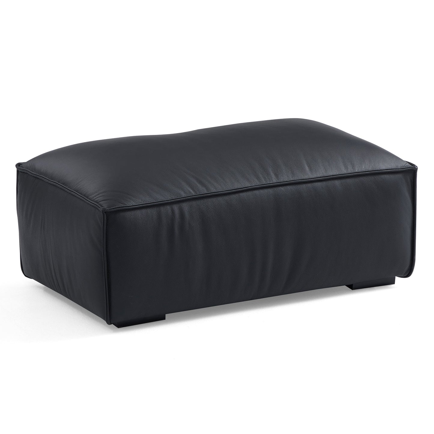 Luxury Minimalist Dark Brown Leather Sofa and Ottoman-Black