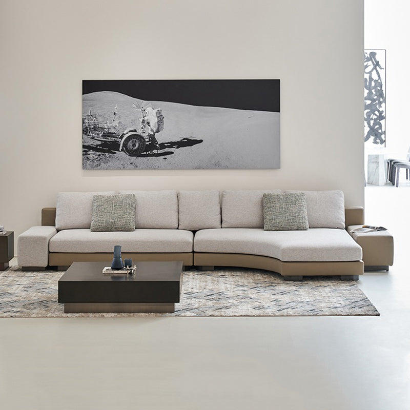Arles Curved Gray Fabric Sectional-Gray