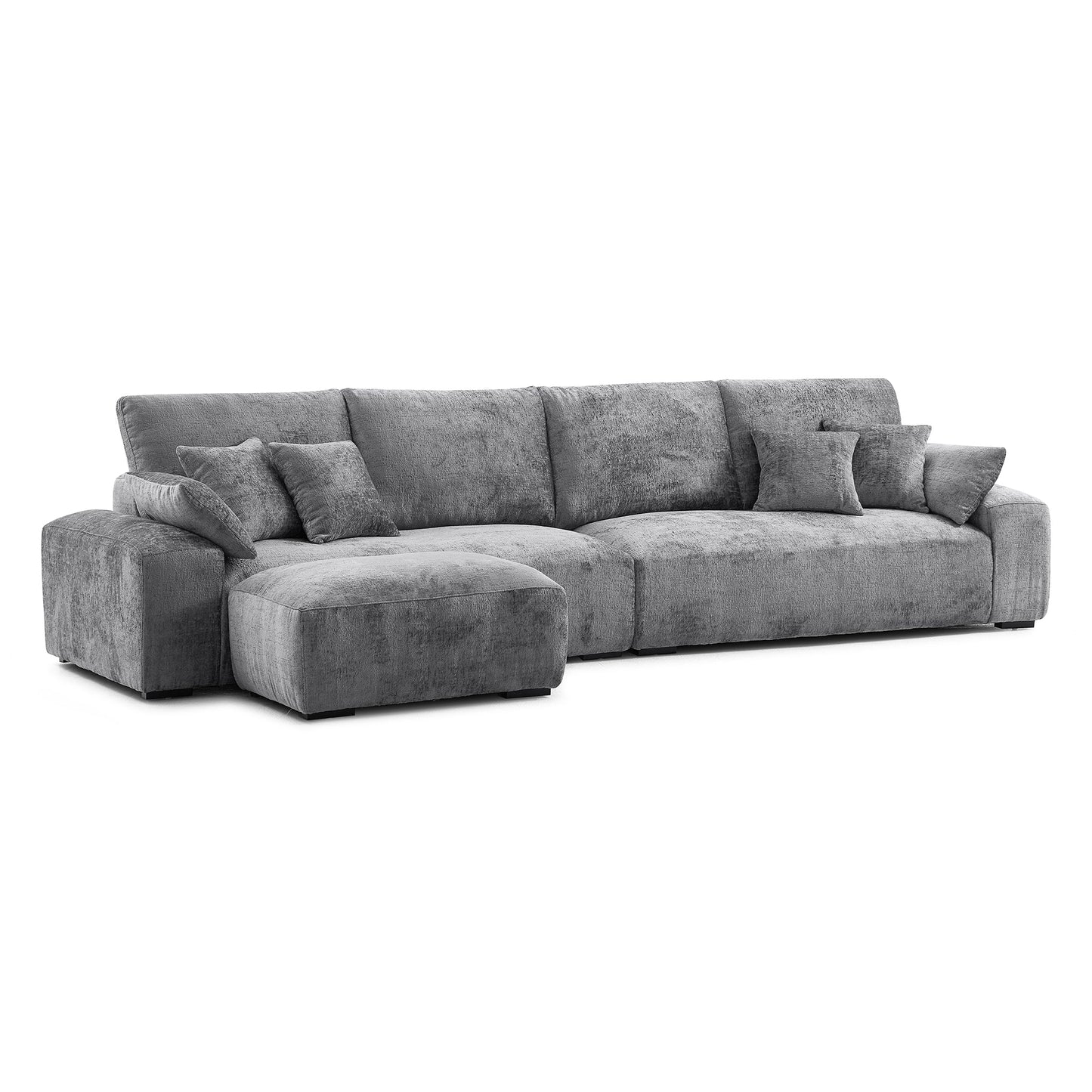 The Empress Gray Sofa and Ottoman-Gray-140.1"
