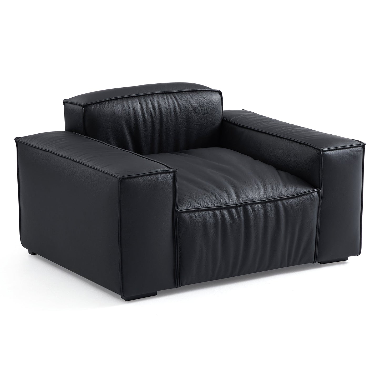 Luxury Minimalist Leather Black Sofa Set-Black
