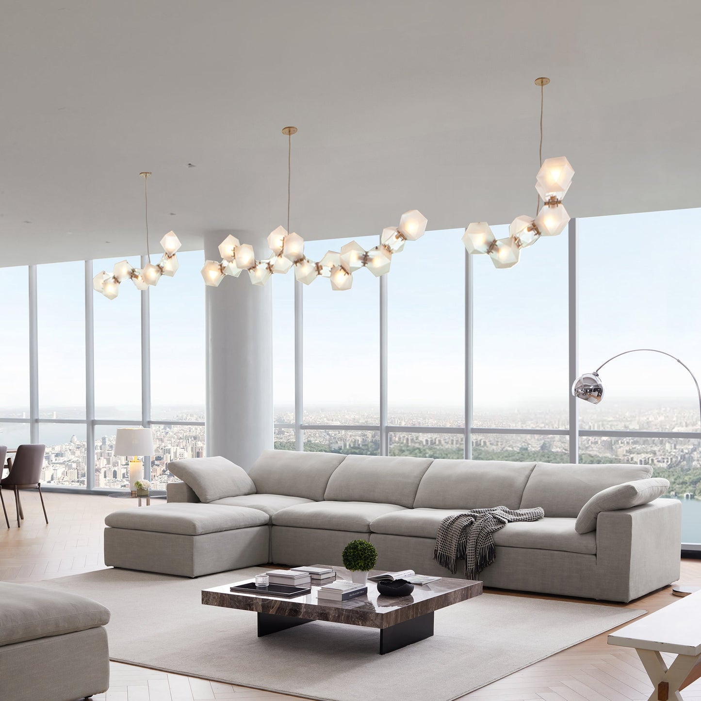 Tender Wabi Sabi Beige Sofa and Ottoman-Sand