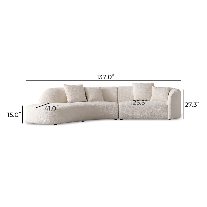 Crescent Bay Wabi Sabi Gray Sofa-White-Facing Left