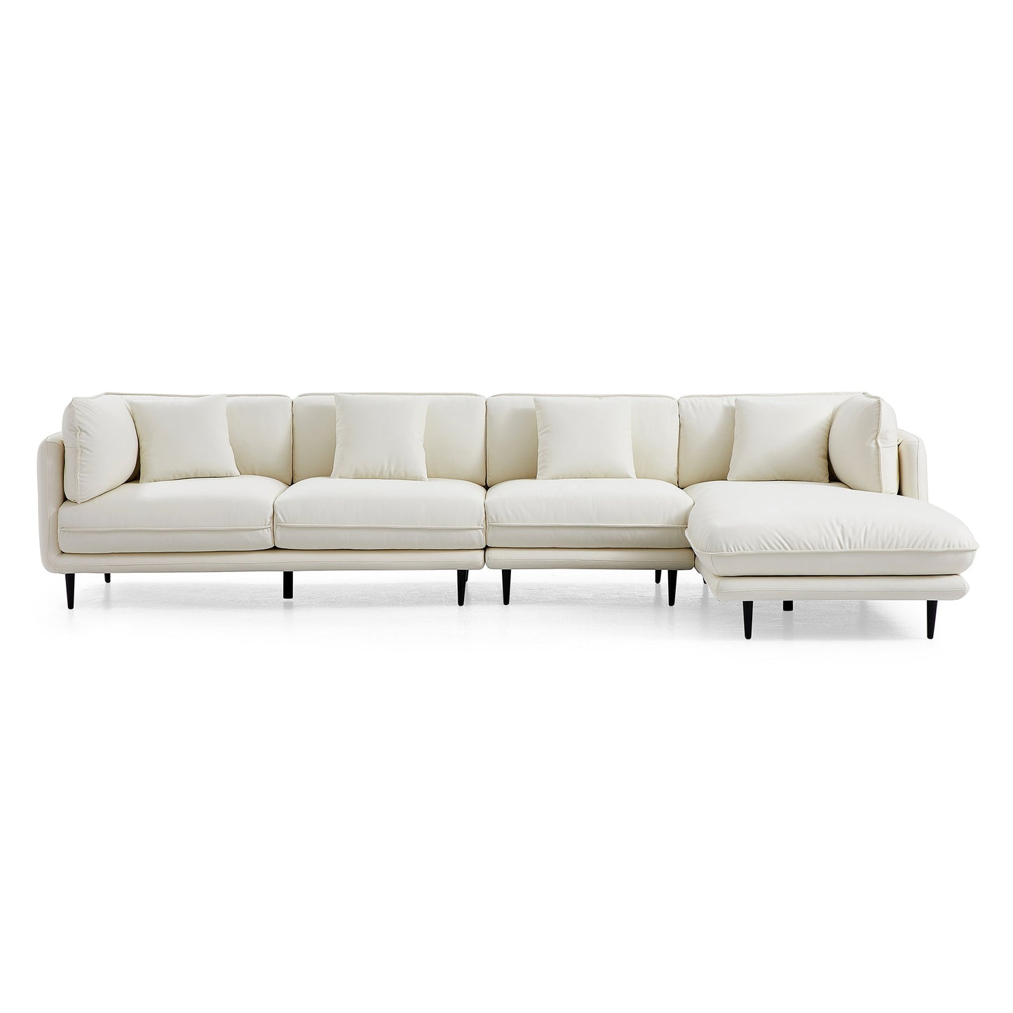 Vanilla White Leather Sectional-White-hidden