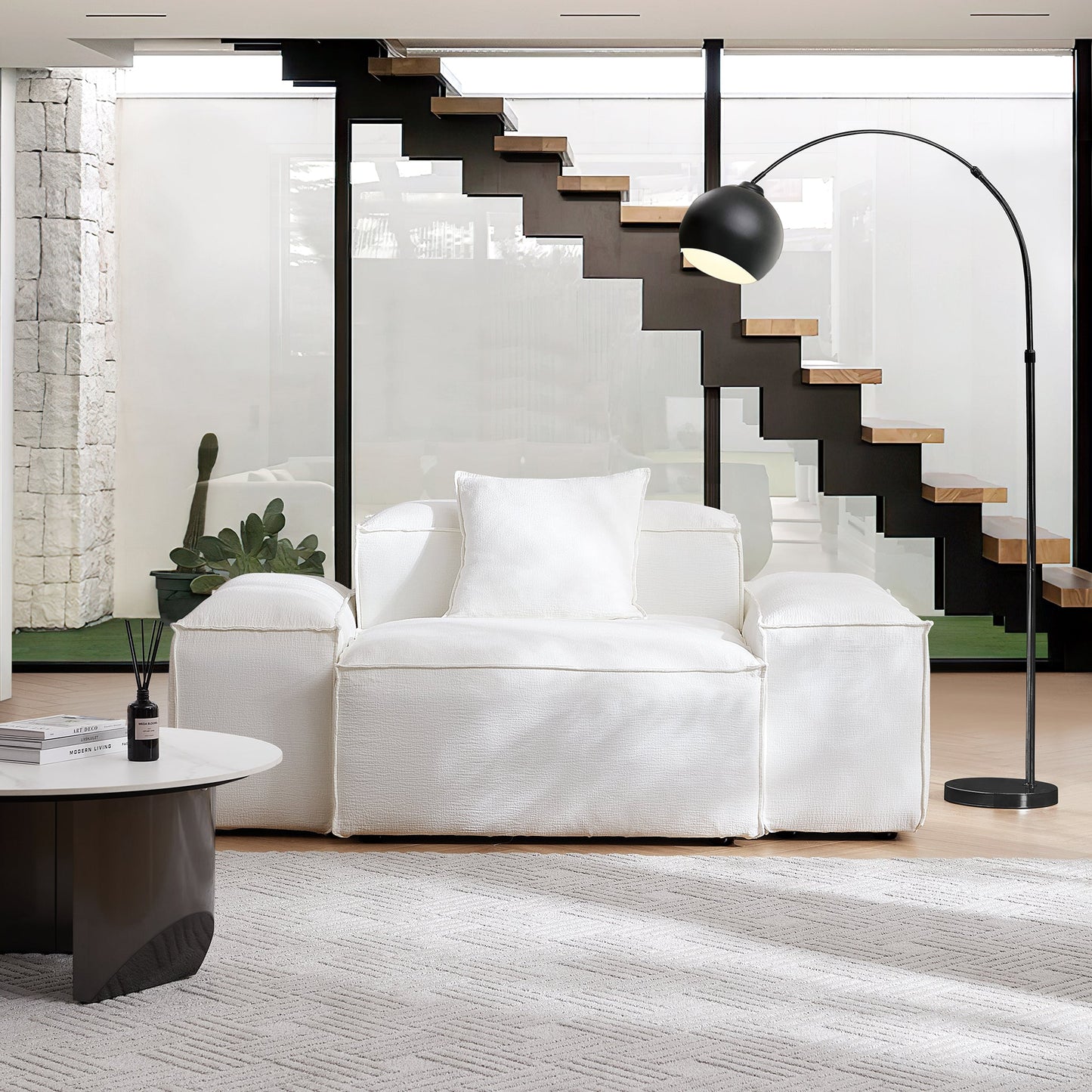 Freedom Modular Gray Accent Armchair-White