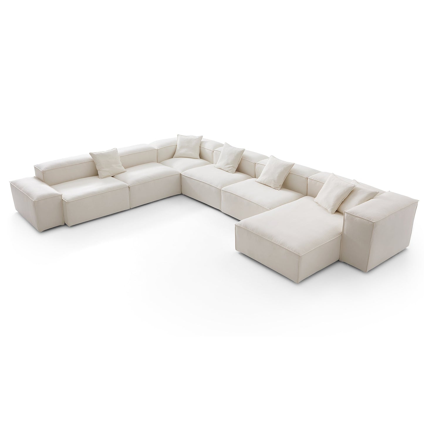 Freedom Modular Beige U Shaped Sectional Sofa-Beige-177.2"-Low & High