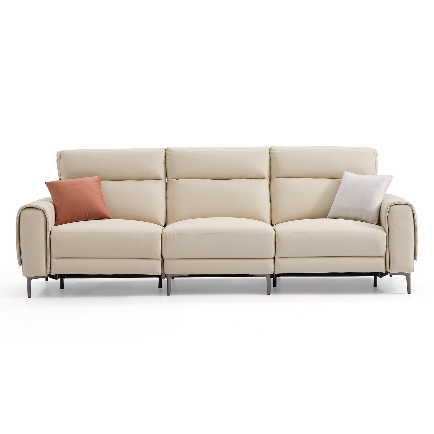 Louis Leather Power Recliner Sofa-Beige