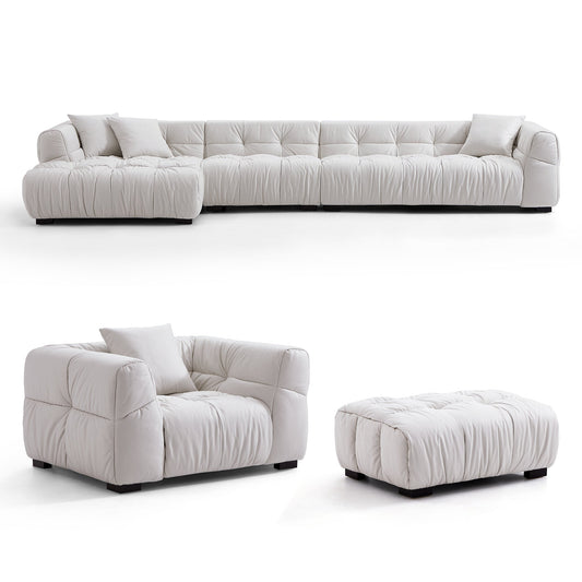 Boba Cream Leathaire Sectional Set-hidden