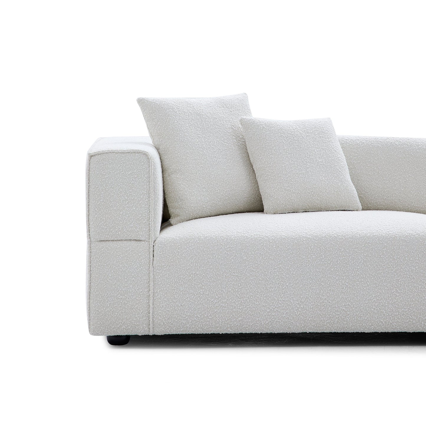 Nordic Modern Creamy Sofa with Ottoman-White