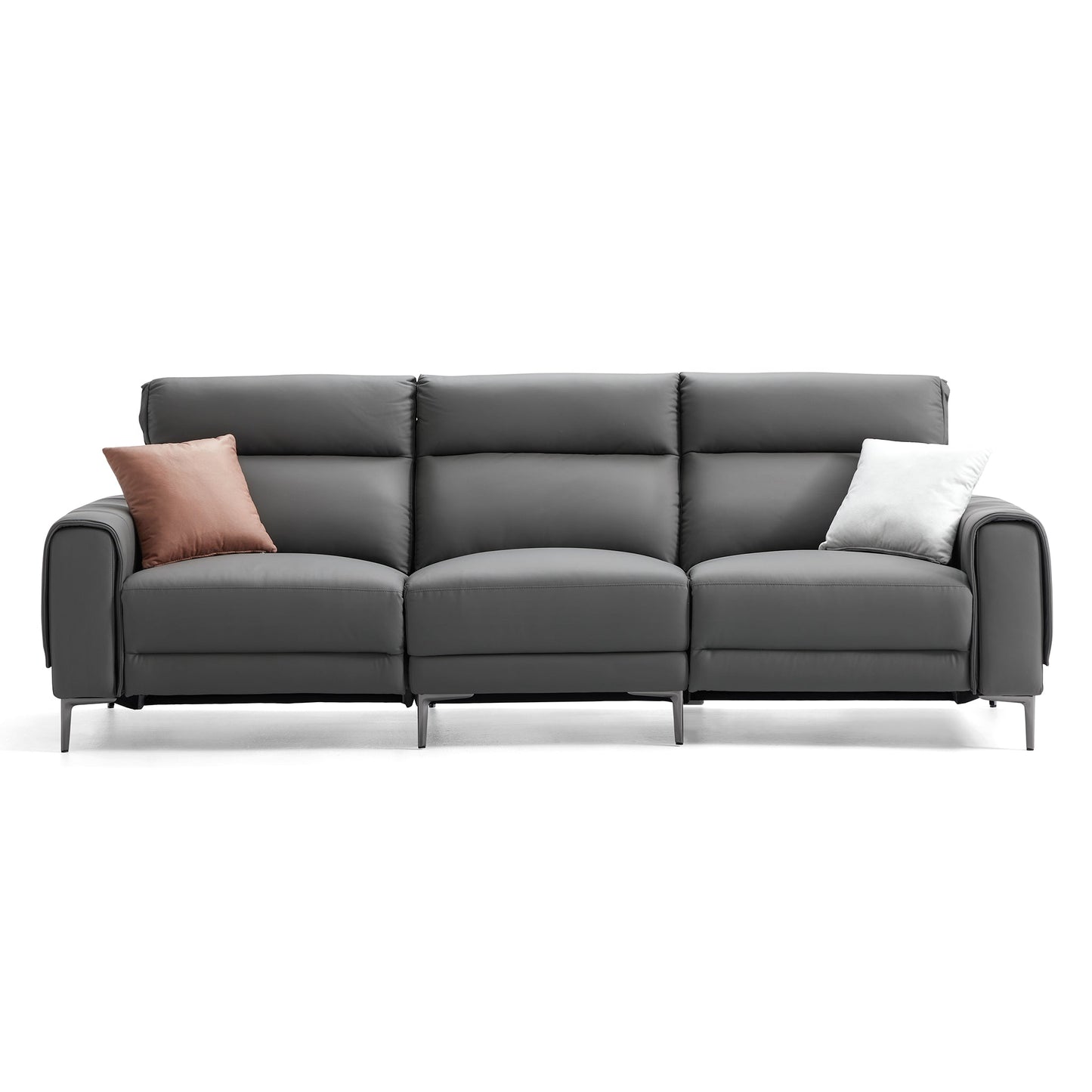 Louis Gray Leather Power Recliner Sleeper Sofa-Gray