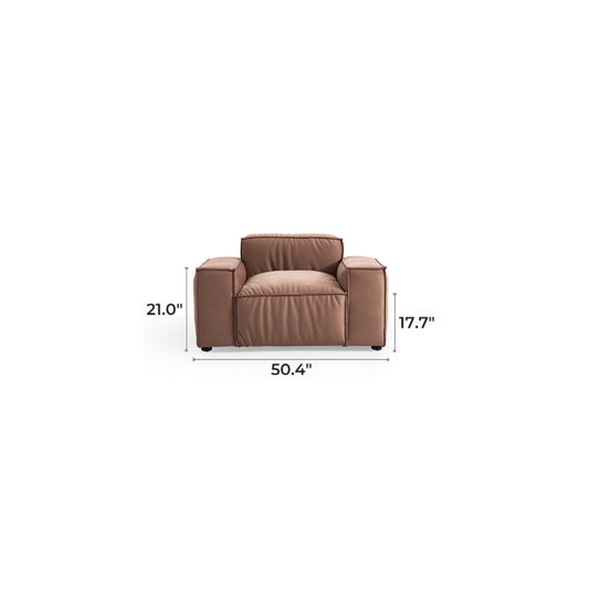 Luxury Minimalist Brown Fabric Armchair