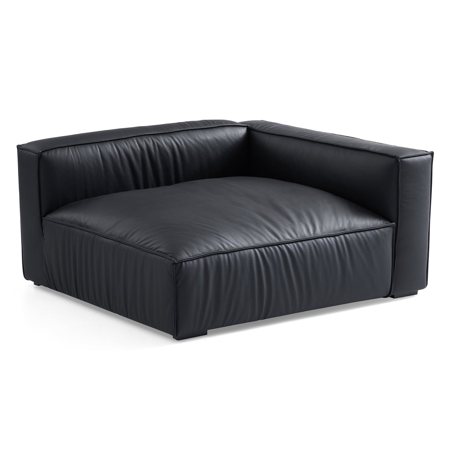 Luxury Minimalist Black Leather Sectional Set-Black