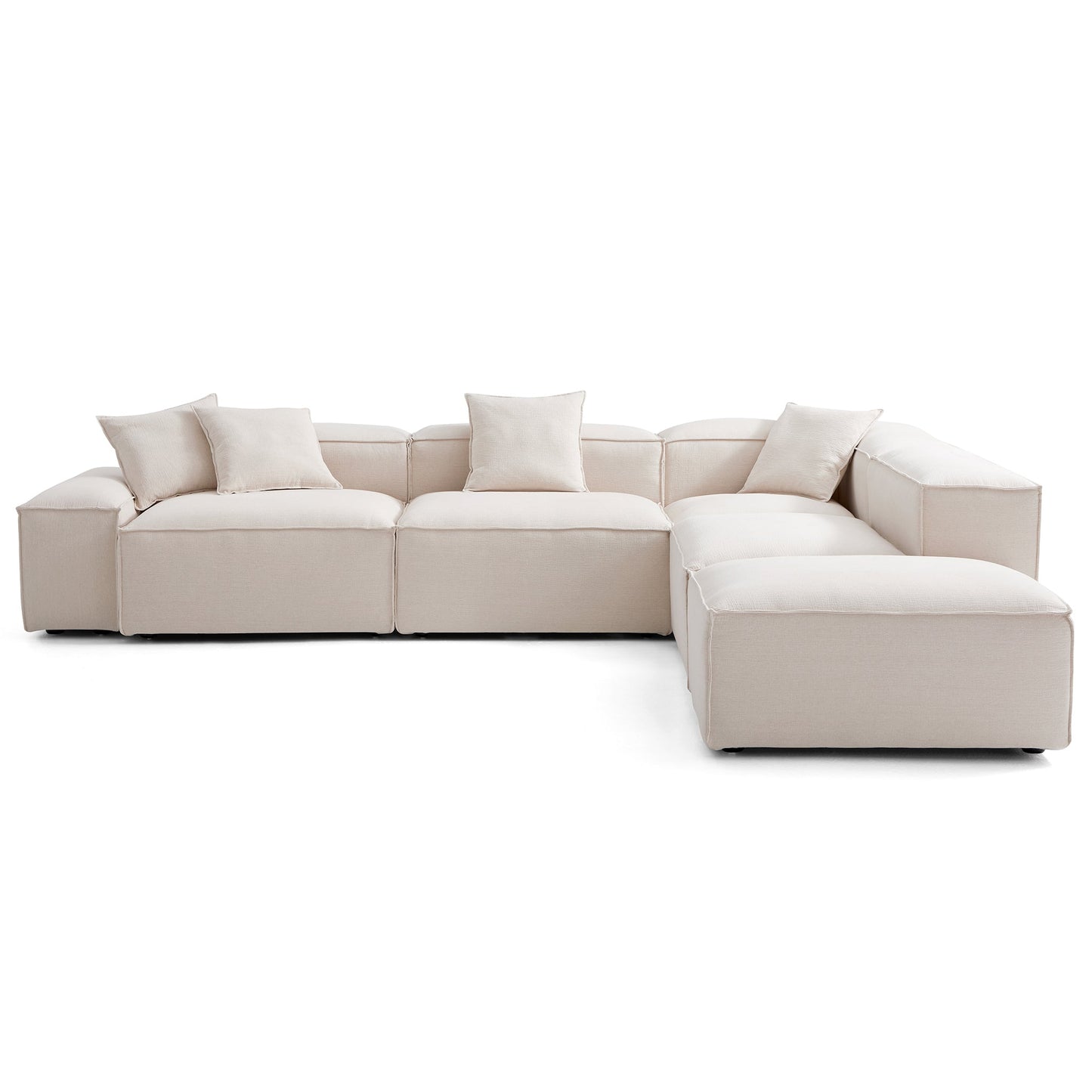 Freedom Modular Khaki L Shaped Sectional and Ottoman-Khaki-143.7"-Low