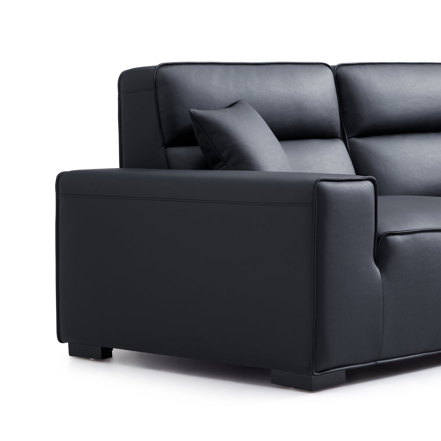 Domus High Back Modular Leather Sofa-Black