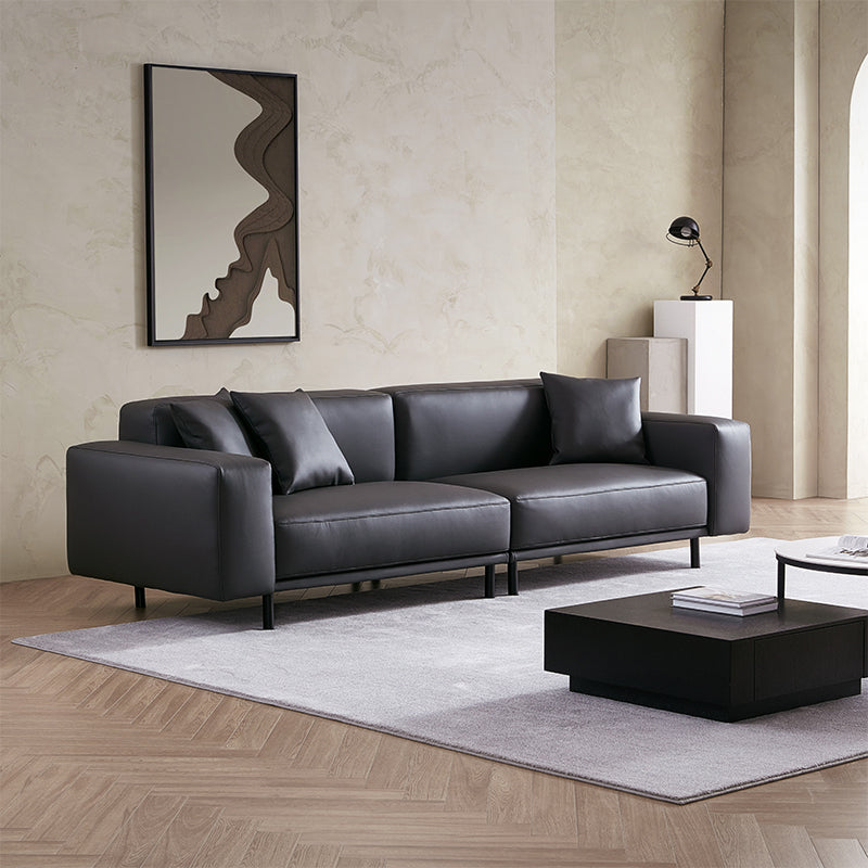 Noble Dark Gray Leather Sofa-Dark Gray