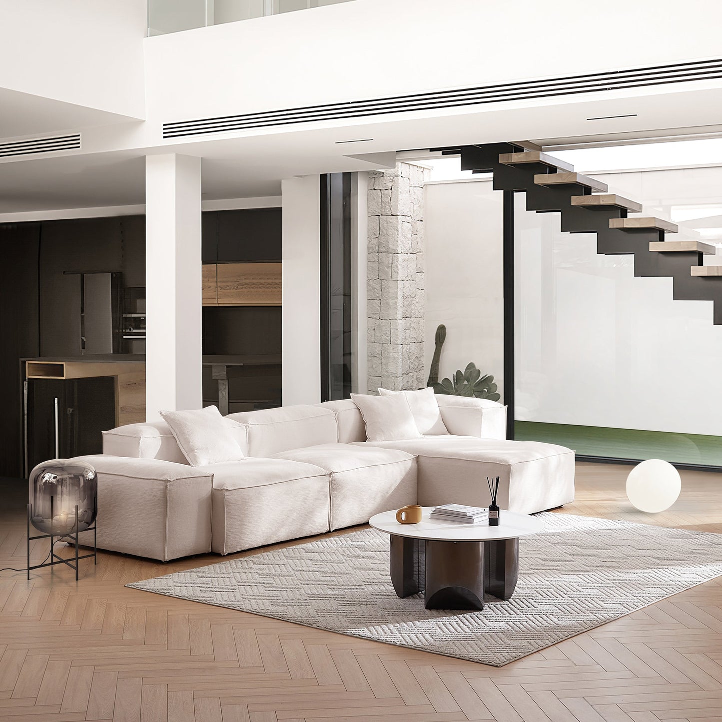 Freedom Modular Khaki Sectional Sofa-Khaki