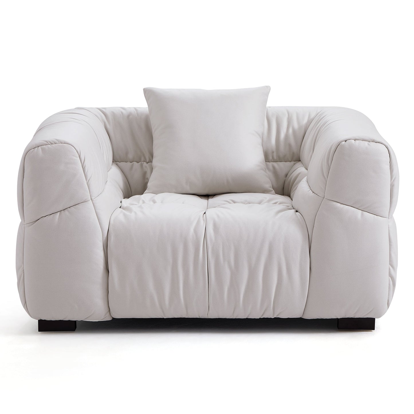 Boba Cream Leathaire Armchair-White