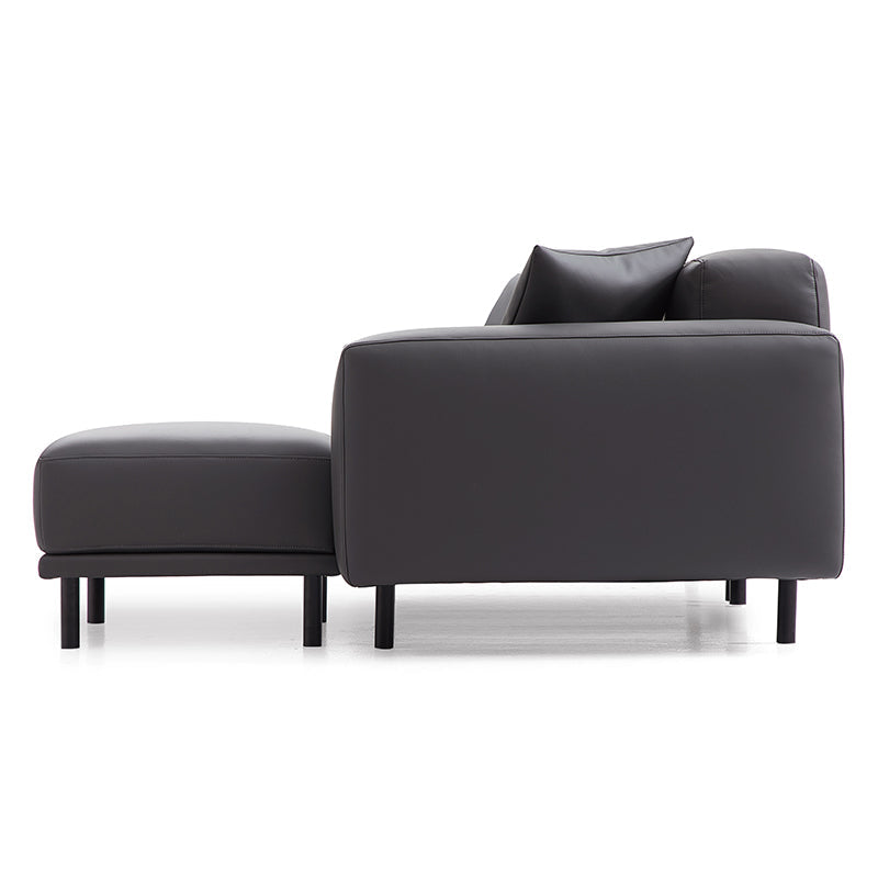 Noble Dark Gray Leather Sofa with Ottoman-Dark Gray