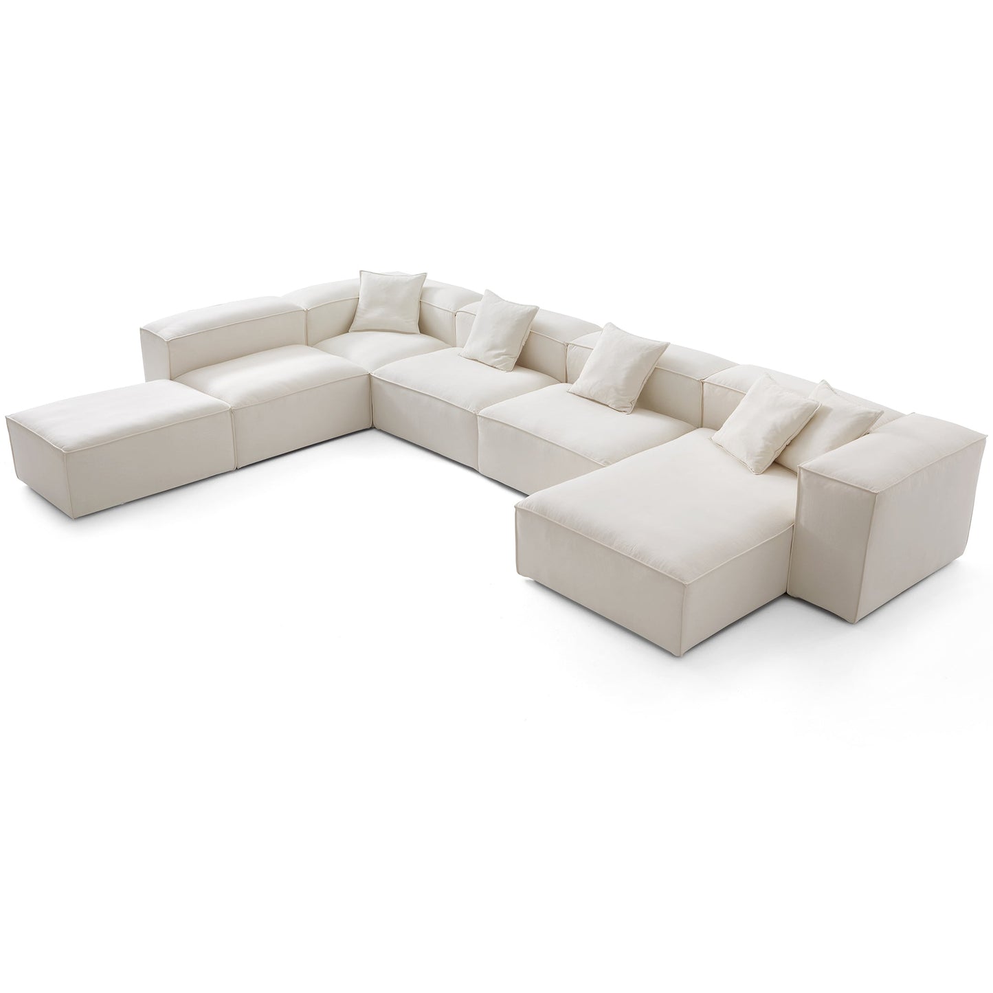 Freedom Modular Beige Open End Sectional Sofa-Beige-177.2"-High