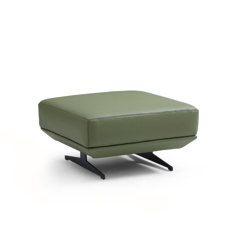Olivia Top Grain Genuine Leather Ottoman-Green