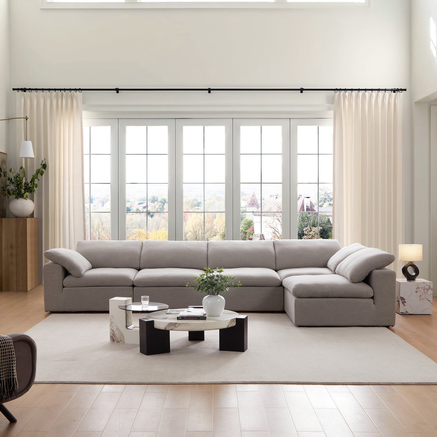 Tender Wabi Sabi Sand L Shaped Sectional-Gray